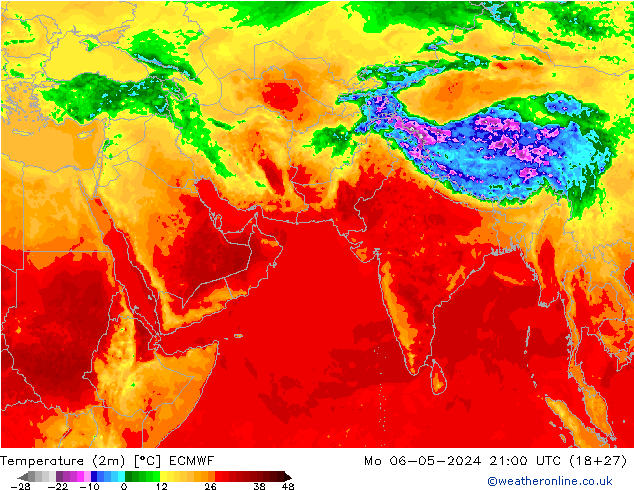 Temperatura (2m) ECMWF lun 06.05.2024 21 UTC