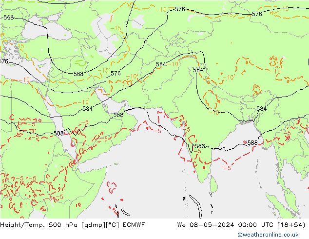 Z500/Rain (+SLP)/Z850 ECMWF Qua 08.05.2024 00 UTC