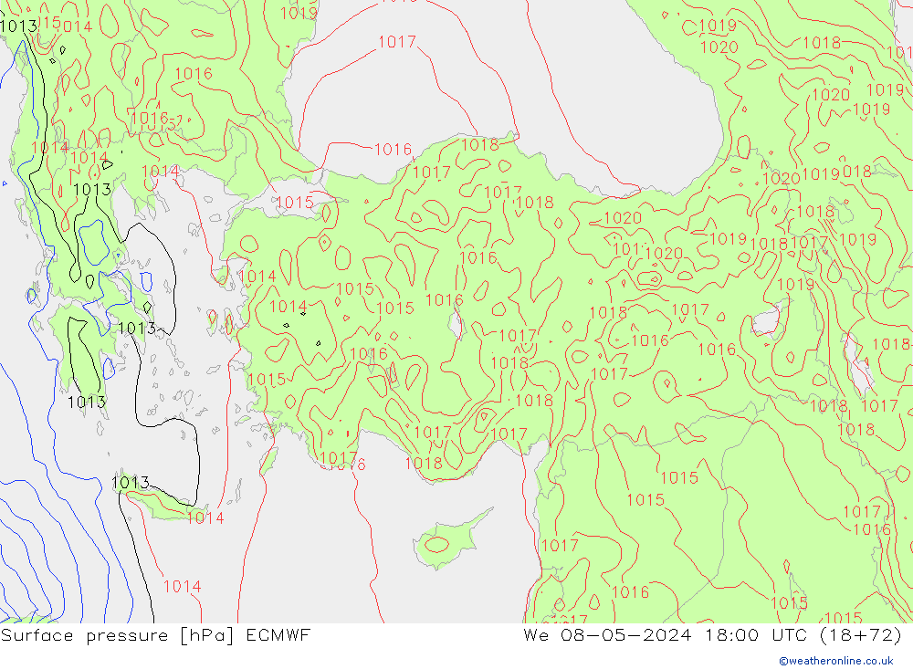 Yer basıncı ECMWF Çar 08.05.2024 18 UTC