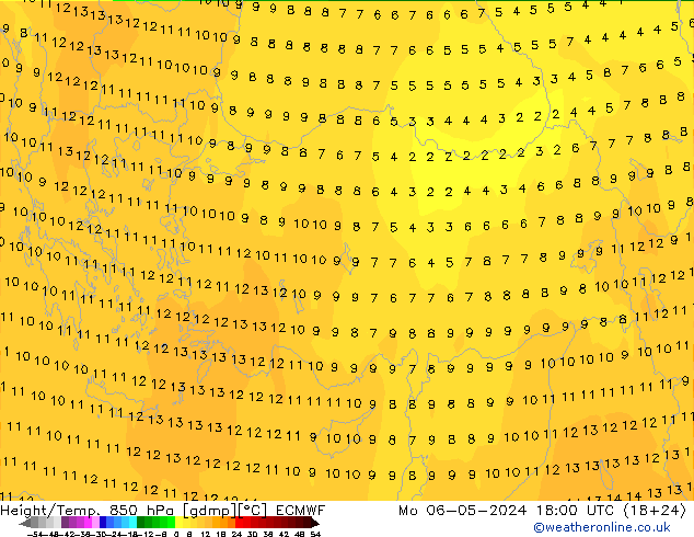 Z500/Rain (+SLP)/Z850 ECMWF Mo 06.05.2024 18 UTC