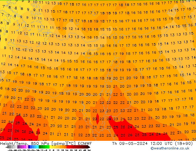 Z500/Rain (+SLP)/Z850 ECMWF Th 09.05.2024 12 UTC