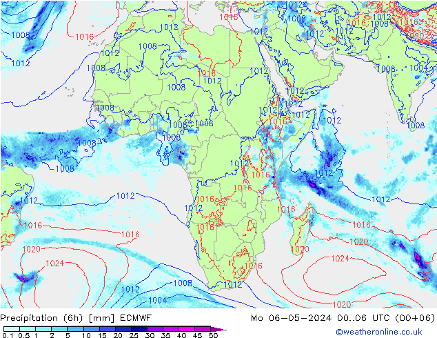 Precipitación (6h) ECMWF lun 06.05.2024 06 UTC
