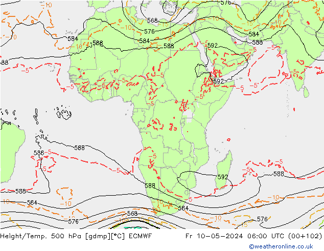 Z500/Rain (+SLP)/Z850 ECMWF Pá 10.05.2024 06 UTC