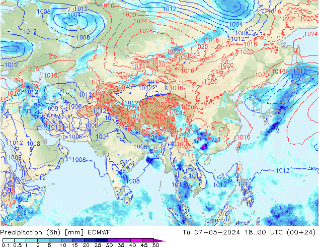 Z500/Rain (+SLP)/Z850 ECMWF  07.05.2024 00 UTC