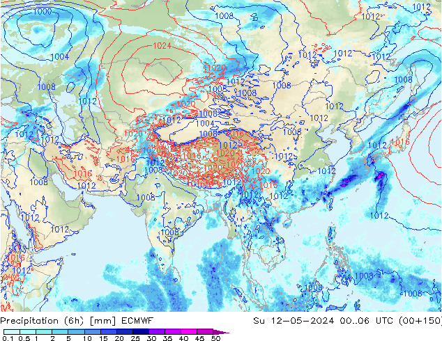 Z500/Rain (+SLP)/Z850 ECMWF Su 12.05.2024 06 UTC