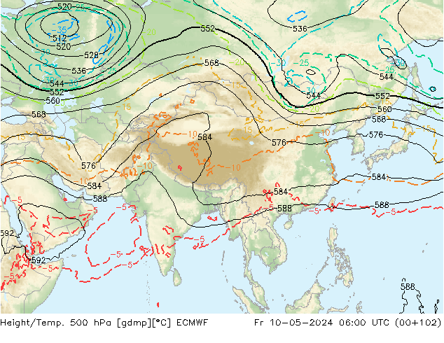 Z500/Rain (+SLP)/Z850 ECMWF Fr 10.05.2024 06 UTC