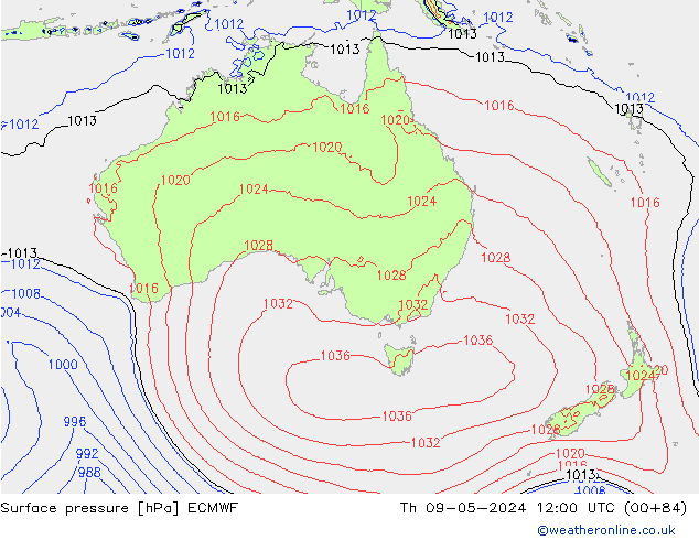 Surface pressure ECMWF Th 09.05.2024 12 UTC