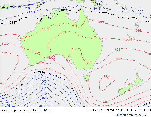 Surface pressure ECMWF Su 12.05.2024 12 UTC