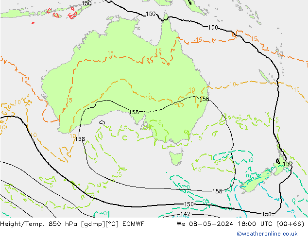 Height/Temp. 850 hPa ECMWF Qua 08.05.2024 18 UTC