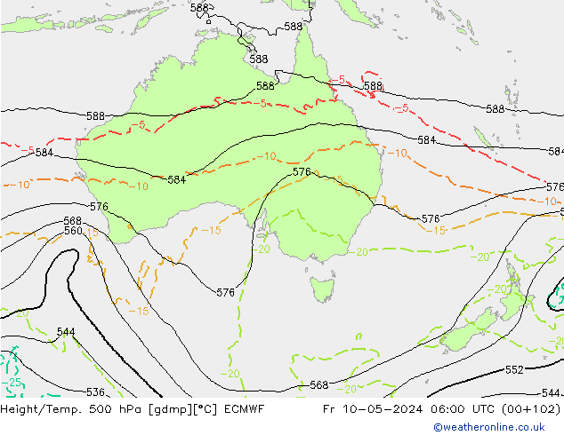 Geop./Temp. 500 hPa ECMWF vie 10.05.2024 06 UTC