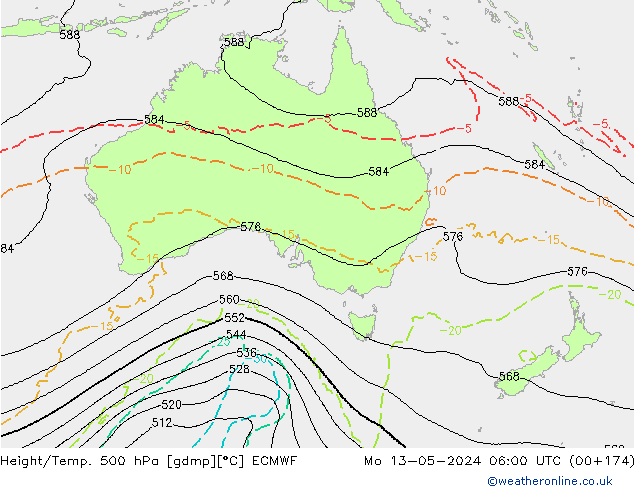 Z500/Rain (+SLP)/Z850 ECMWF пн 13.05.2024 06 UTC