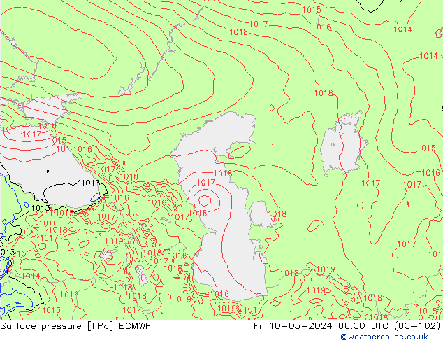 Surface pressure ECMWF Fr 10.05.2024 06 UTC