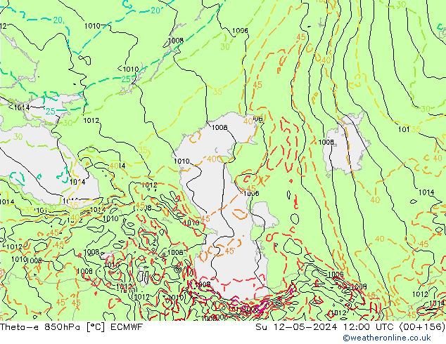 Theta-e 850hPa ECMWF dim 12.05.2024 12 UTC