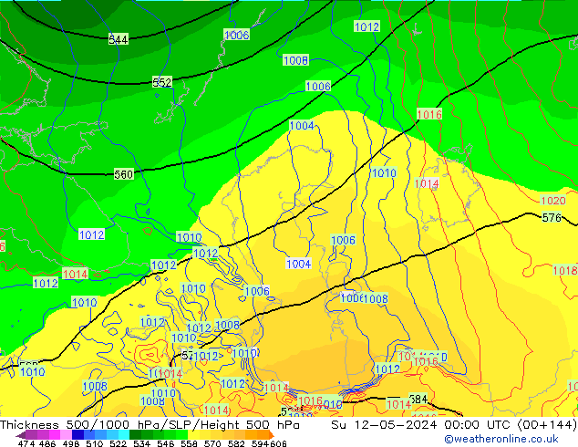 Thck 500-1000hPa ECMWF Su 12.05.2024 00 UTC