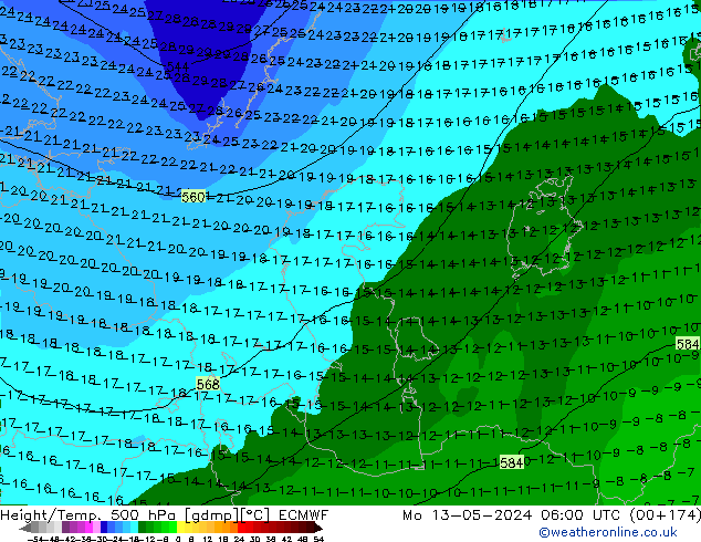 Z500/Regen(+SLP)/Z850 ECMWF ma 13.05.2024 06 UTC