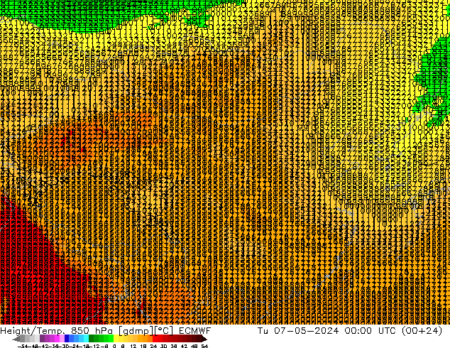 Height/Temp. 850 hPa ECMWF 星期二 07.05.2024 00 UTC