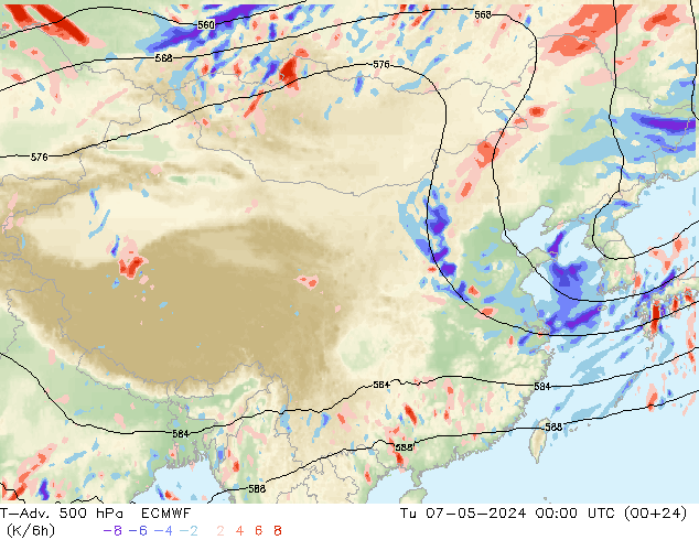 T-Adv. 500 hPa ECMWF 星期二 07.05.2024 00 UTC