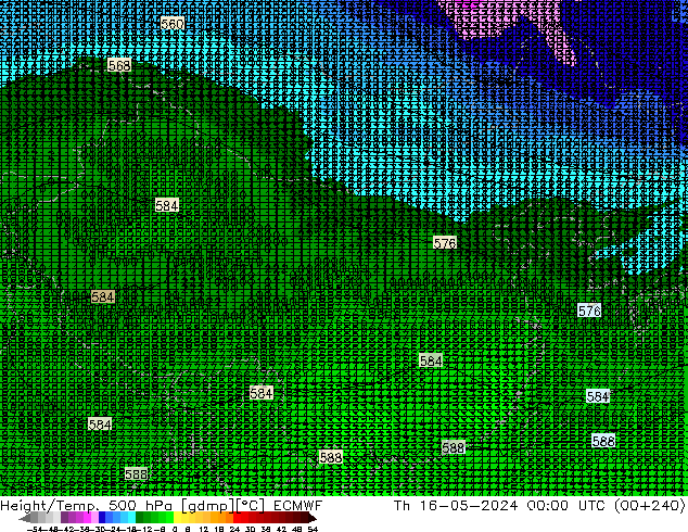 Height/Temp. 500 hPa ECMWF 星期四 16.05.2024 00 UTC