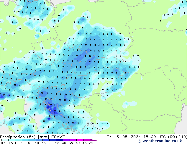 Yağış (6h) ECMWF Per 16.05.2024 00 UTC