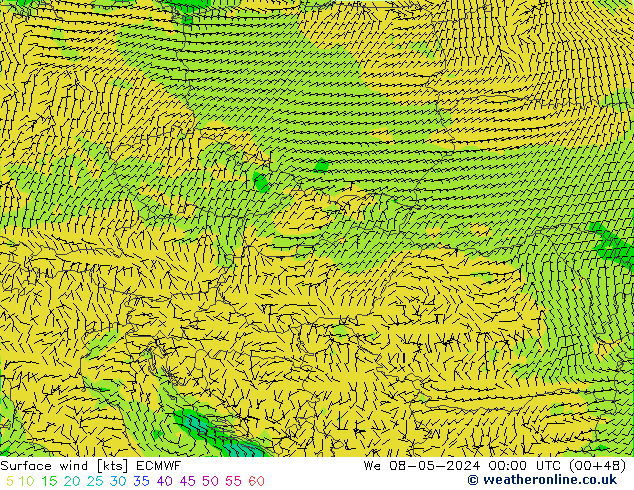 Vent 10 m ECMWF mer 08.05.2024 00 UTC