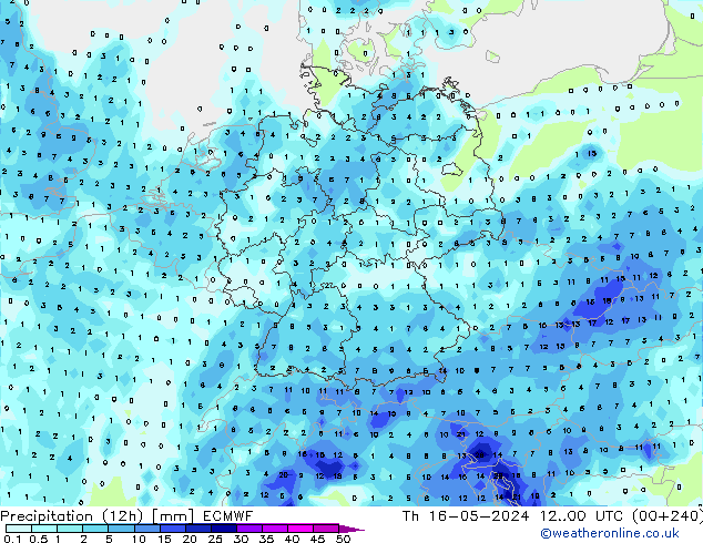 Yağış (12h) ECMWF Per 16.05.2024 00 UTC