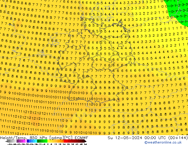 Z500/Rain (+SLP)/Z850 ECMWF Ne 12.05.2024 00 UTC