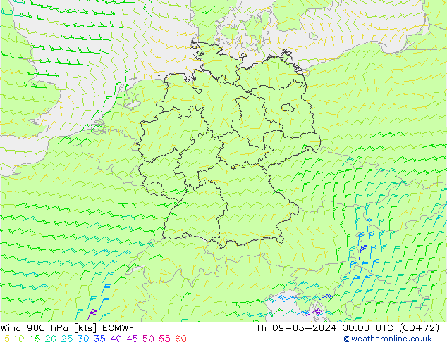 Vent 900 hPa ECMWF jeu 09.05.2024 00 UTC