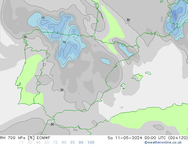 RH 700 hPa ECMWF Sa 11.05.2024 00 UTC