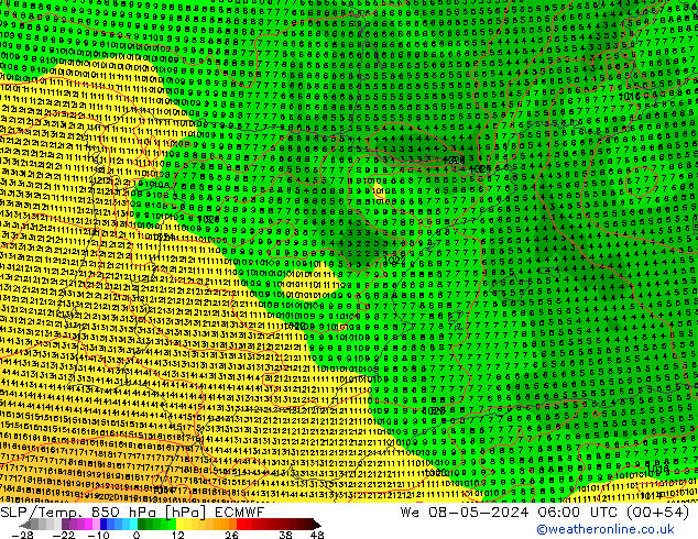 SLP/Temp. 850 hPa ECMWF We 08.05.2024 06 UTC