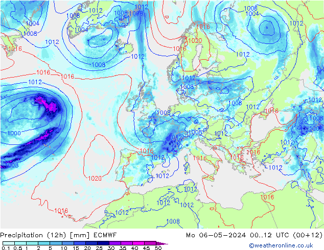 Precipitación (12h) ECMWF lun 06.05.2024 12 UTC