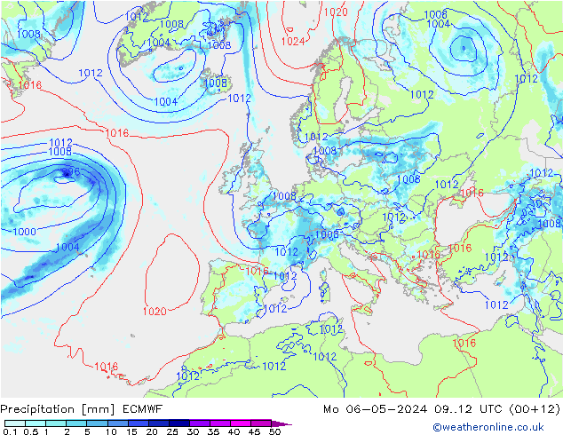 Niederschlag ECMWF Mo 06.05.2024 12 UTC