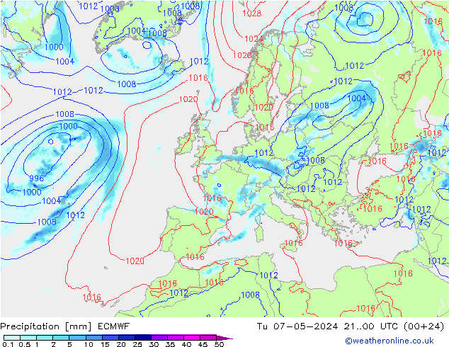 precipitação ECMWF Ter 07.05.2024 00 UTC