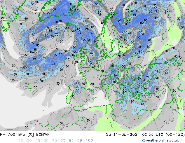 RH 700 hPa ECMWF Sa 11.05.2024 00 UTC