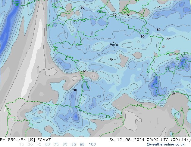 850 hPa Nispi Nem ECMWF Paz 12.05.2024 00 UTC
