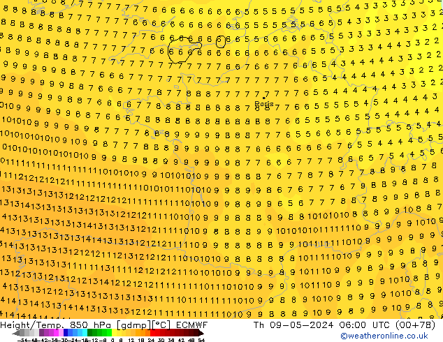 Z500/Rain (+SLP)/Z850 ECMWF jue 09.05.2024 06 UTC