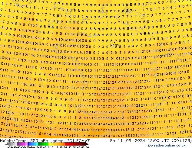 Z500/Rain (+SLP)/Z850 ECMWF сб 11.05.2024 18 UTC