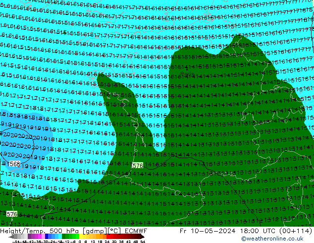 Z500/Yağmur (+YB)/Z850 ECMWF Cu 10.05.2024 18 UTC