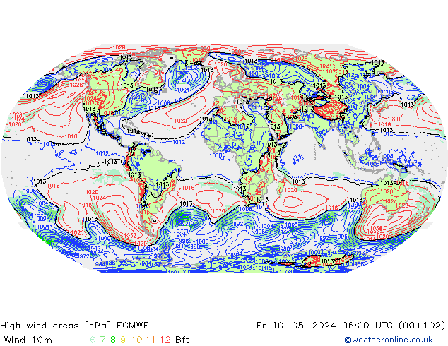 High wind areas ECMWF  10.05.2024 06 UTC