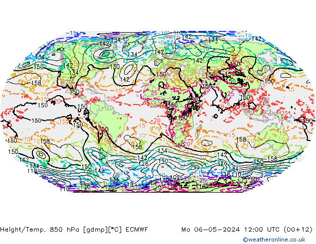 Height/Temp. 850 hPa ECMWF lun 06.05.2024 12 UTC