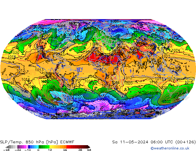 SLP/Temp. 850 hPa ECMWF sab 11.05.2024 06 UTC
