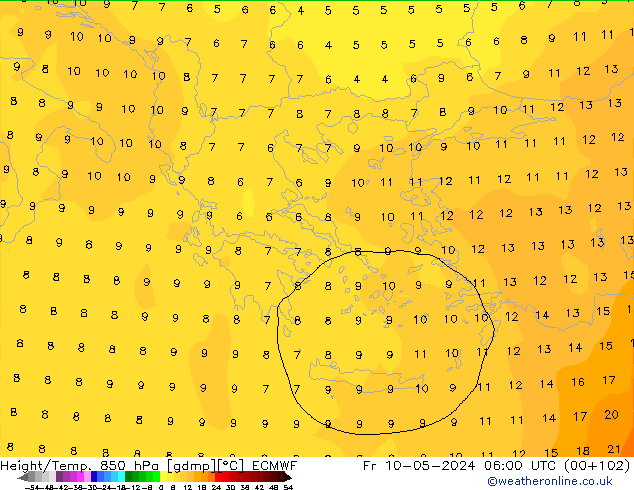 Z500/Rain (+SLP)/Z850 ECMWF Sex 10.05.2024 06 UTC