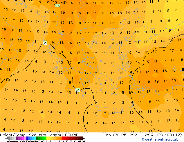 Geop./Temp. 925 hPa ECMWF lun 06.05.2024 12 UTC