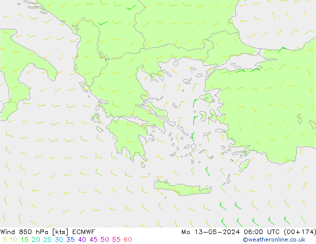 Wind 850 hPa ECMWF Mo 13.05.2024 06 UTC