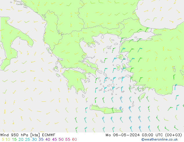 Vent 950 hPa ECMWF lun 06.05.2024 03 UTC