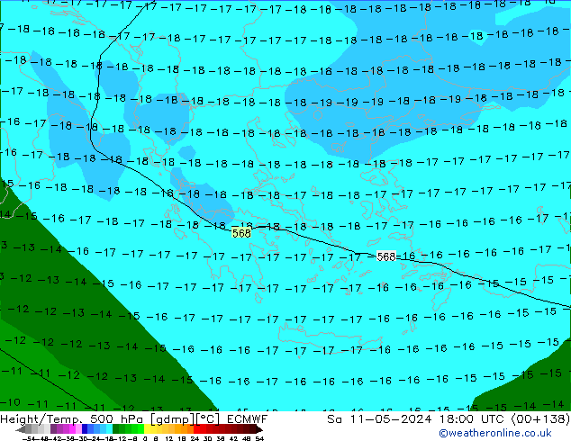 Z500/Rain (+SLP)/Z850 ECMWF Sa 11.05.2024 18 UTC