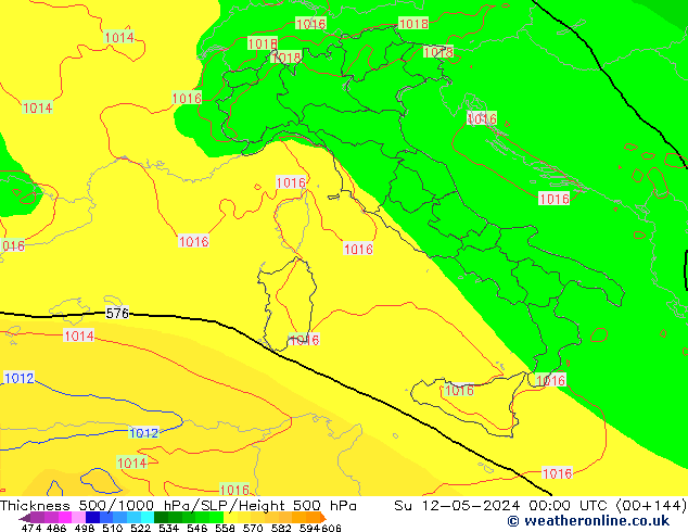 Thck 500-1000hPa ECMWF dim 12.05.2024 00 UTC