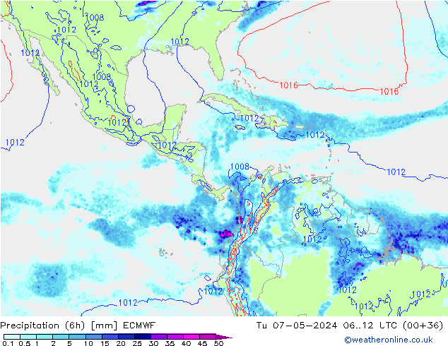 Z500/Rain (+SLP)/Z850 ECMWF Tu 07.05.2024 12 UTC