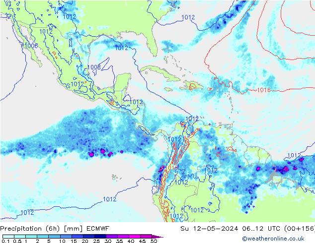 Z500/Rain (+SLP)/Z850 ECMWF Su 12.05.2024 12 UTC