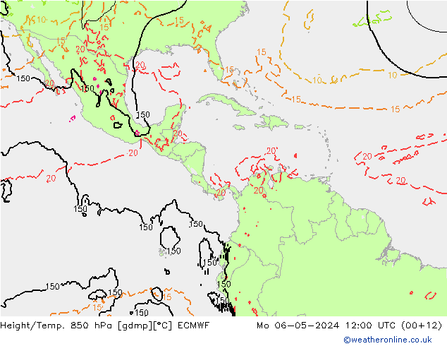 Z500/Yağmur (+YB)/Z850 ECMWF Pzt 06.05.2024 12 UTC