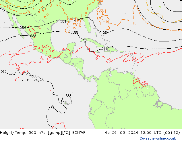 Z500/Rain (+SLP)/Z850 ECMWF Mo 06.05.2024 12 UTC